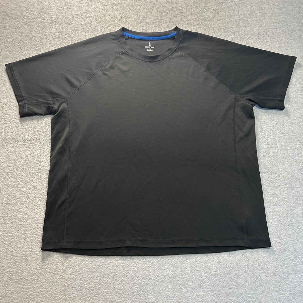 Lands End Athletic T Shirt Mens XXL Black Performance Moisture Wicking Gym Wear